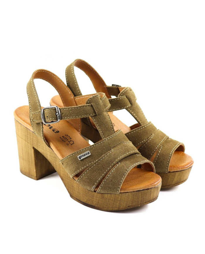 Ladies Sandals Compensated Taupe de Tiras Ginova