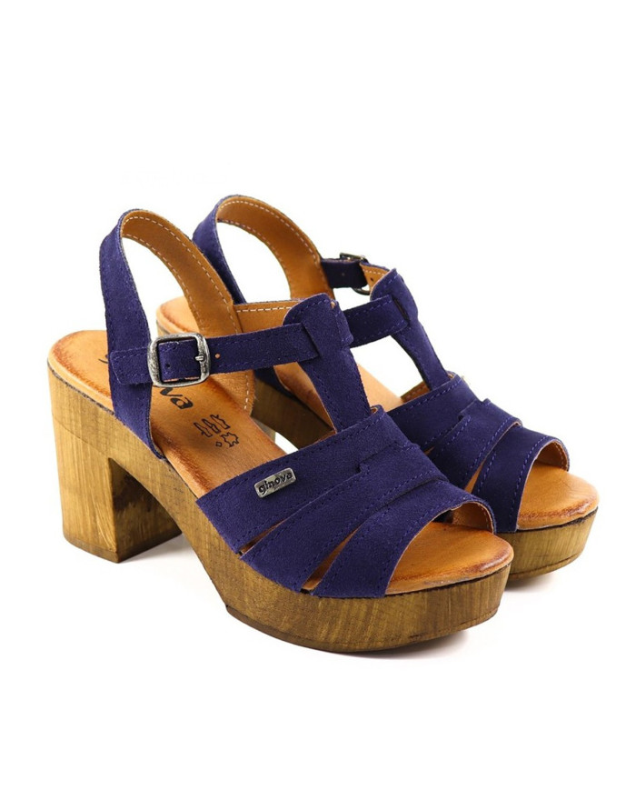 Sandálias de Senhora Compensadas Azuis de Tiras Ginova