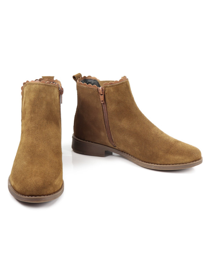Botas Camel de Senhora Rasas Ginova com Elástico