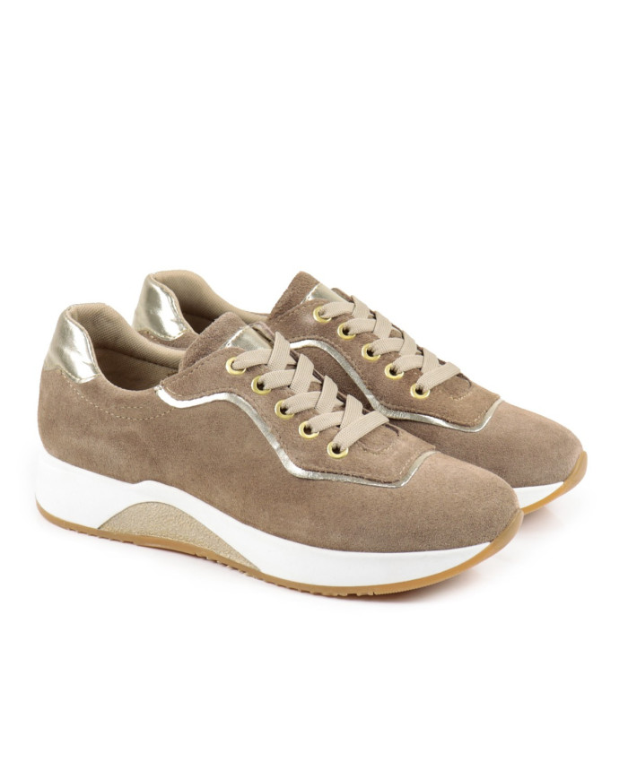 Sapatilha Taupe de Mulher Ginova em Camurça