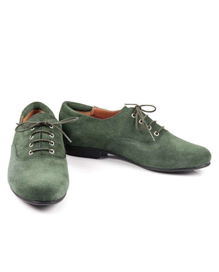 Sapato Verde Raso Ginova com Atacador