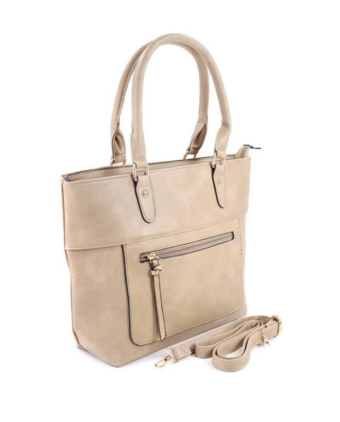 Women's Taupe Bag with Frontal Clasp
