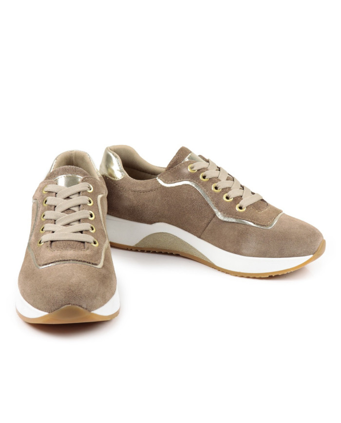 Ginova Women's Taupe Trainer in Camurça