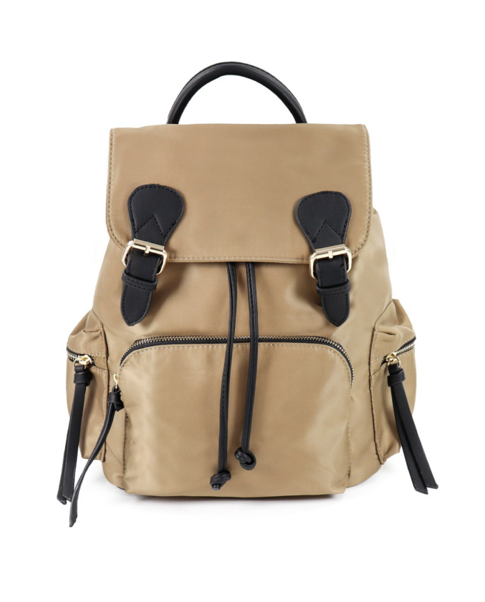 Nylon femenino Taupe Backpack