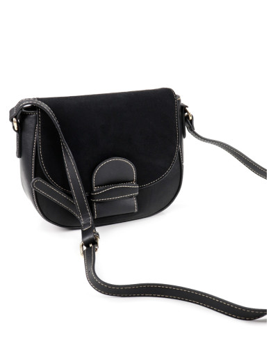Negro hombro Bolsa con costuras