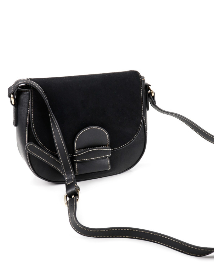 Negro hombro Bolsa con costuras