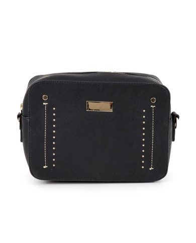 Maleta negra con tirantes con cadena