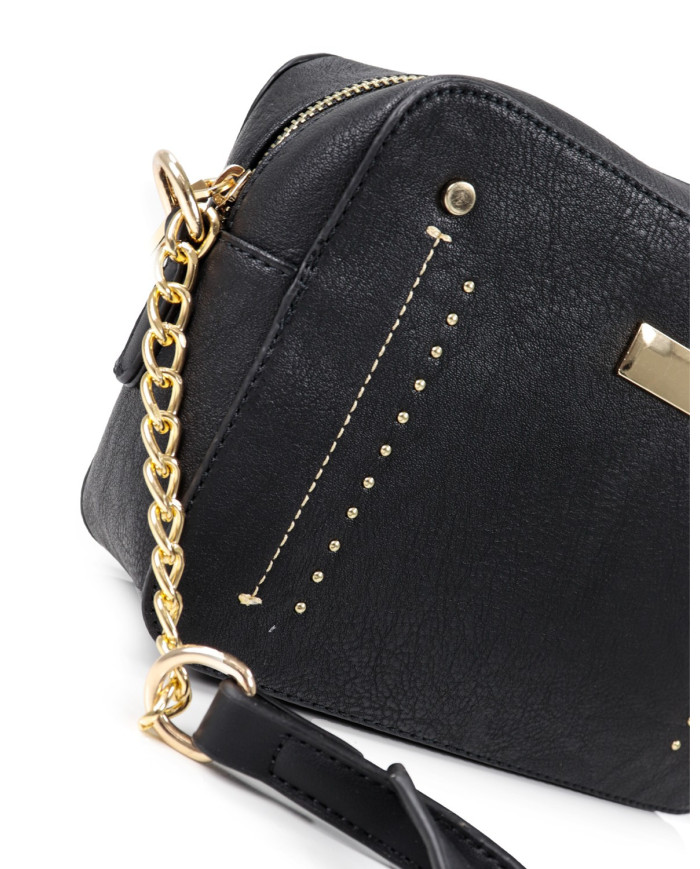 Black Suitcase with Strap Stripe with Chain