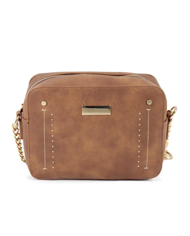 Mala Camel com Alça Tiracolo com Corrente