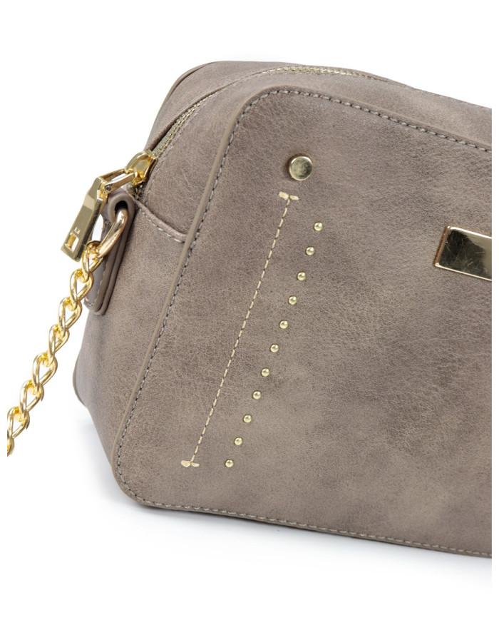 Mala Taupe com Alça Tiracolo com Corrente