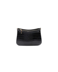 Women's Black Closing Bag in Half Moon