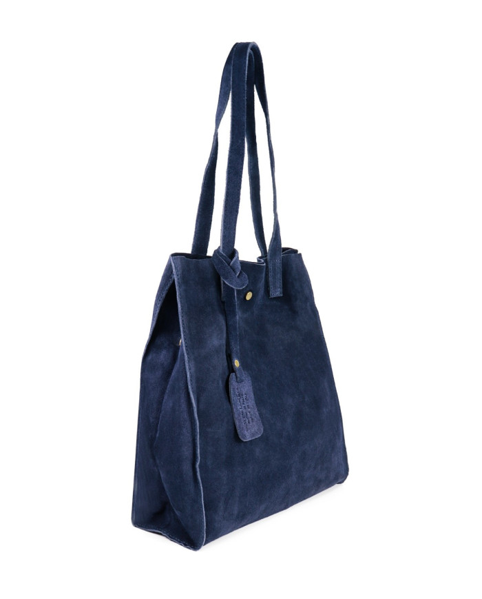 Mala Tote Bag Feminina Azul em Pele