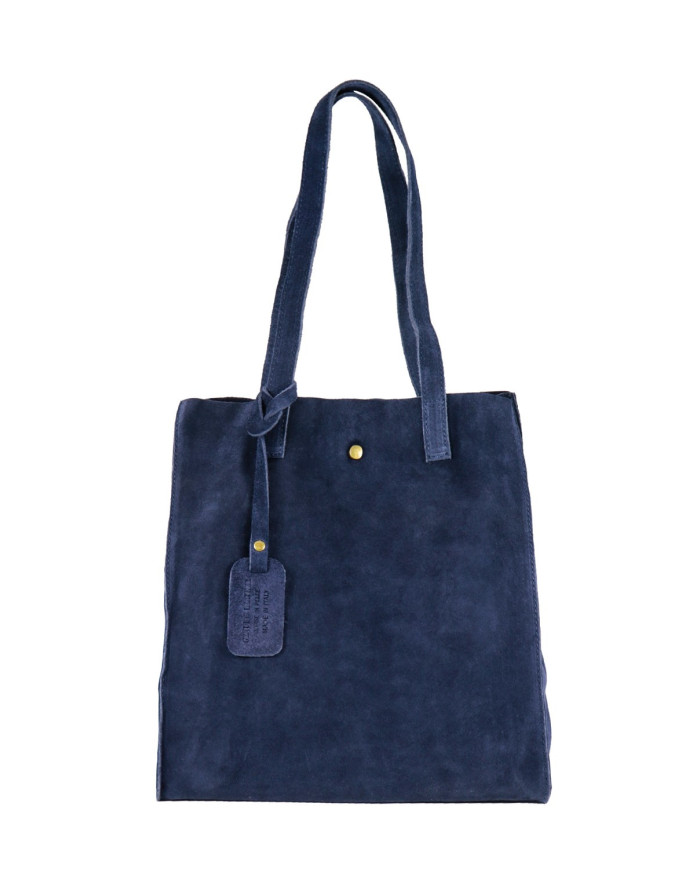 Mala Tote Bag Feminina Azul em Pele