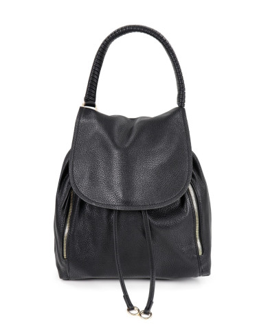 Mochila negra para mujer con Correa de mano