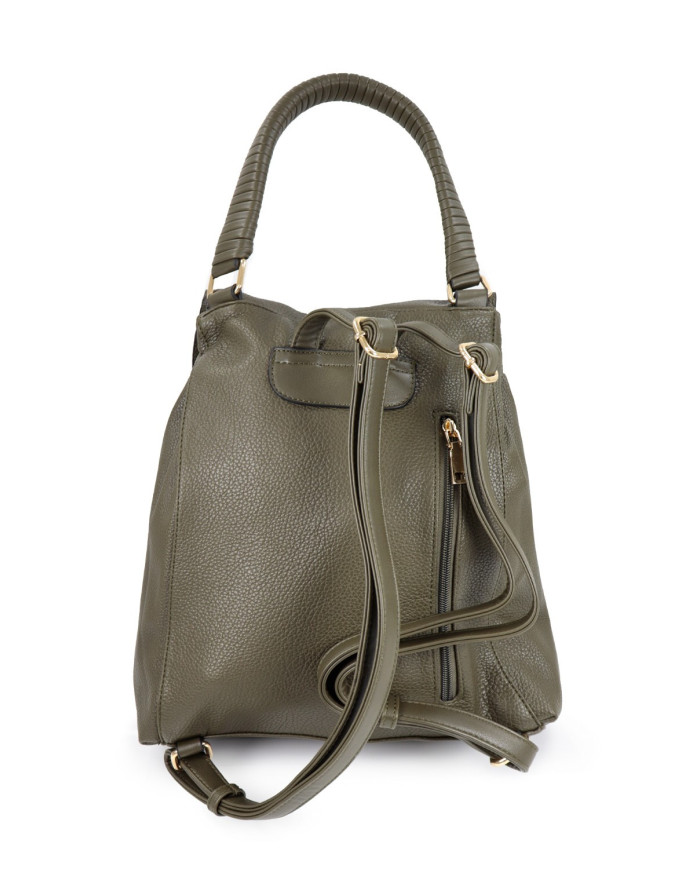 Women's Kaki Backpack with Hand Strap