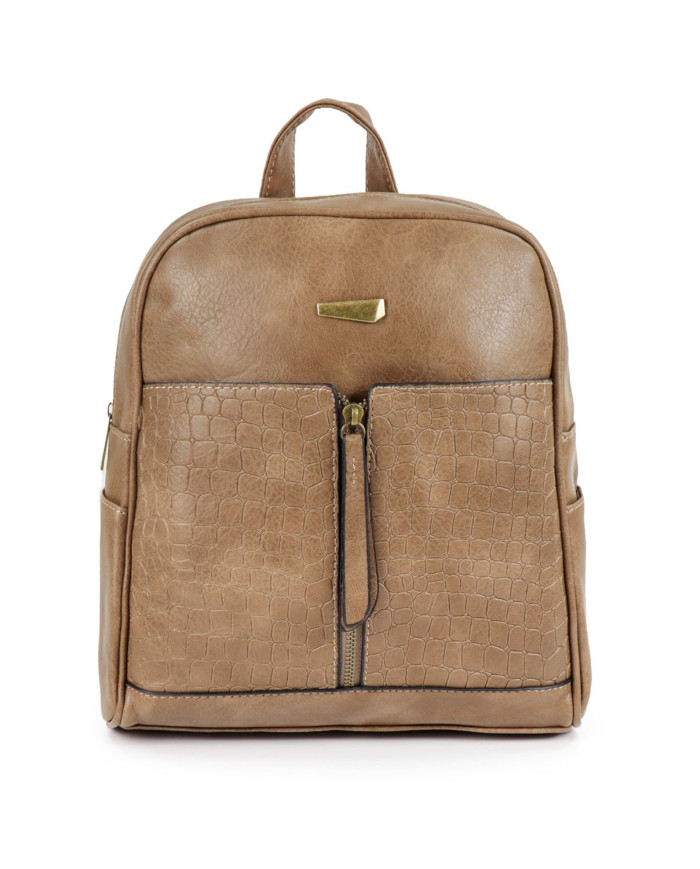 Mochila de mujer Taupe con cierre frontal