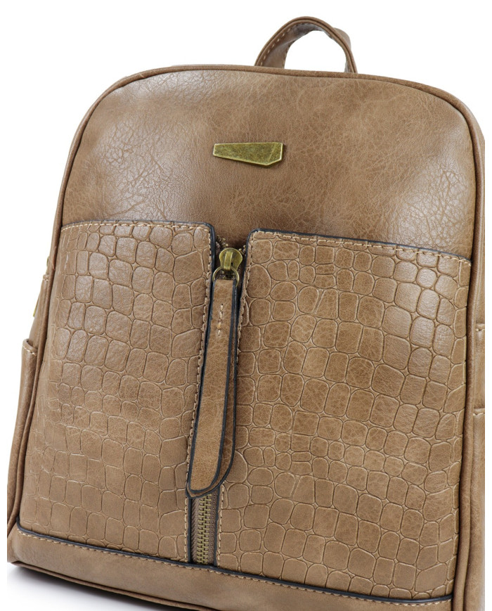 Mochila de mujer Taupe con cierre frontal