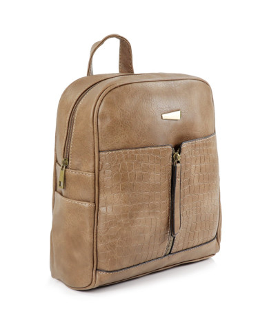 Mochila de Senhora Taupe com Fecho Frontal