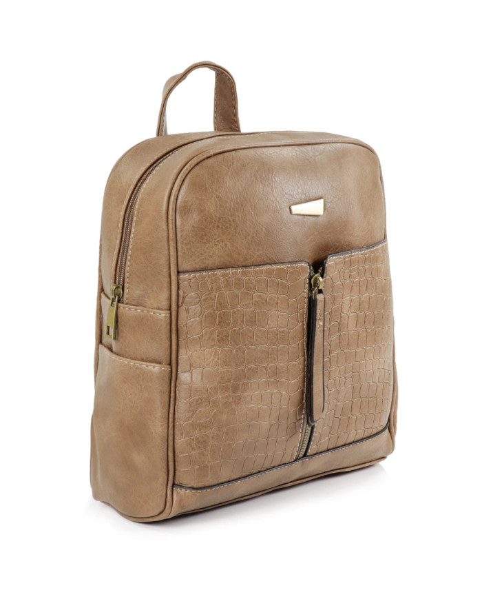 Mochila de Senhora Taupe com Fecho Frontal