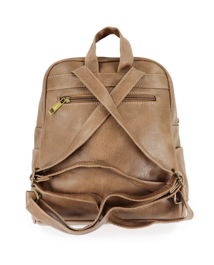 Mochila de Senhora Taupe com Fecho Frontal