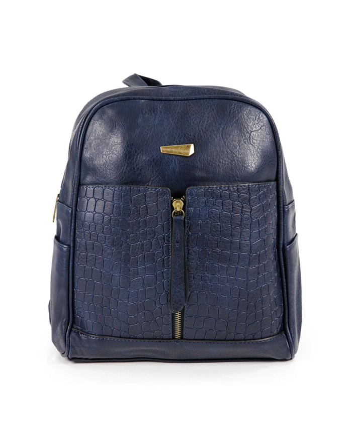 Mochila de dama azul con cierre frontal