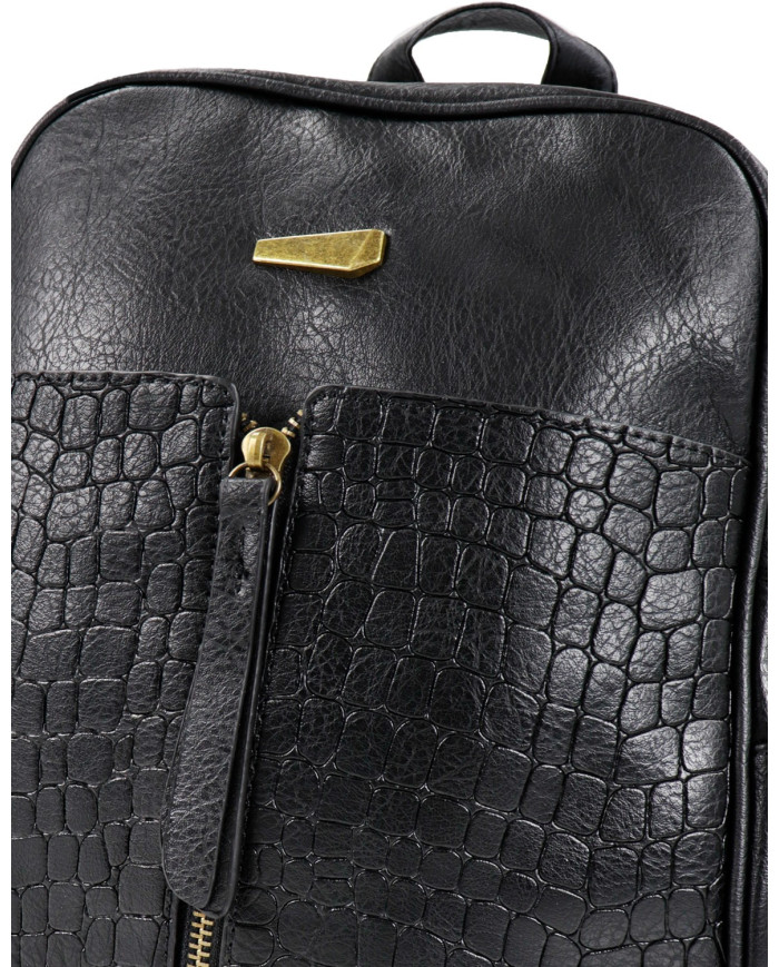 Mochila de Senhora Preta com Fecho Frontal