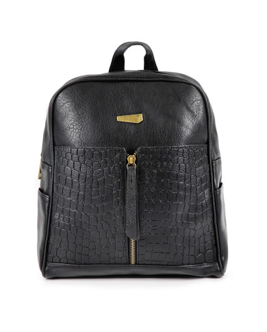 Black Lady Backpack with Front Clasp