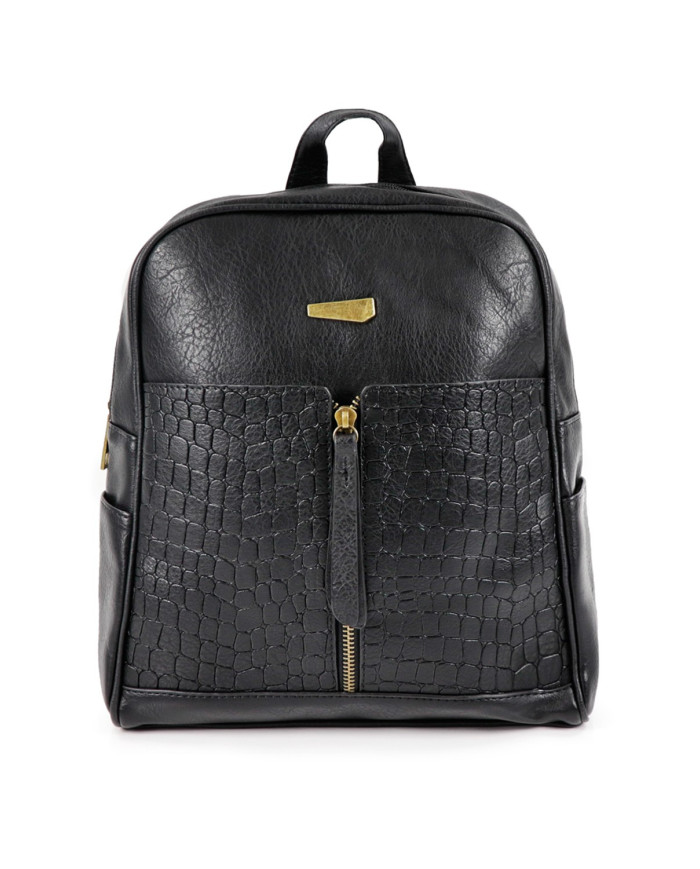 Black Lady Backpack with Front Clasp