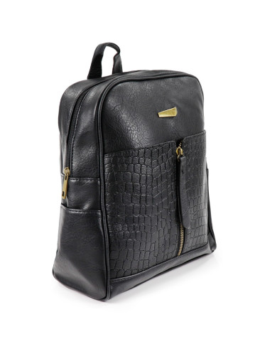 Black Lady Backpack with Front Clasp