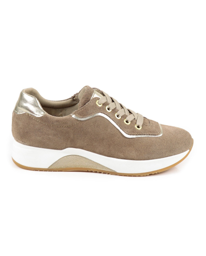 Ginova Women's Taupe Trainer in Camurça