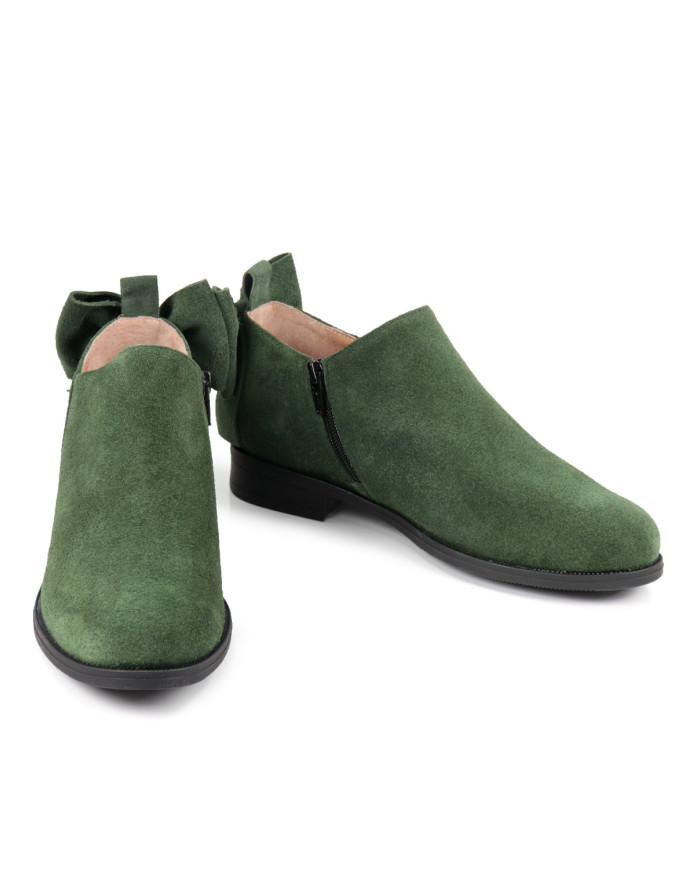 Botins Verdes Rasos Ginova com Laço