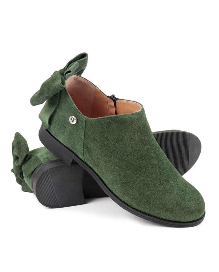 Botins Verdes Rasos Ginova com Laço