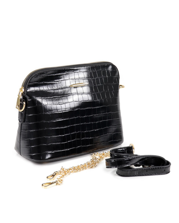 Women's Black Suitcase with Chain Strap