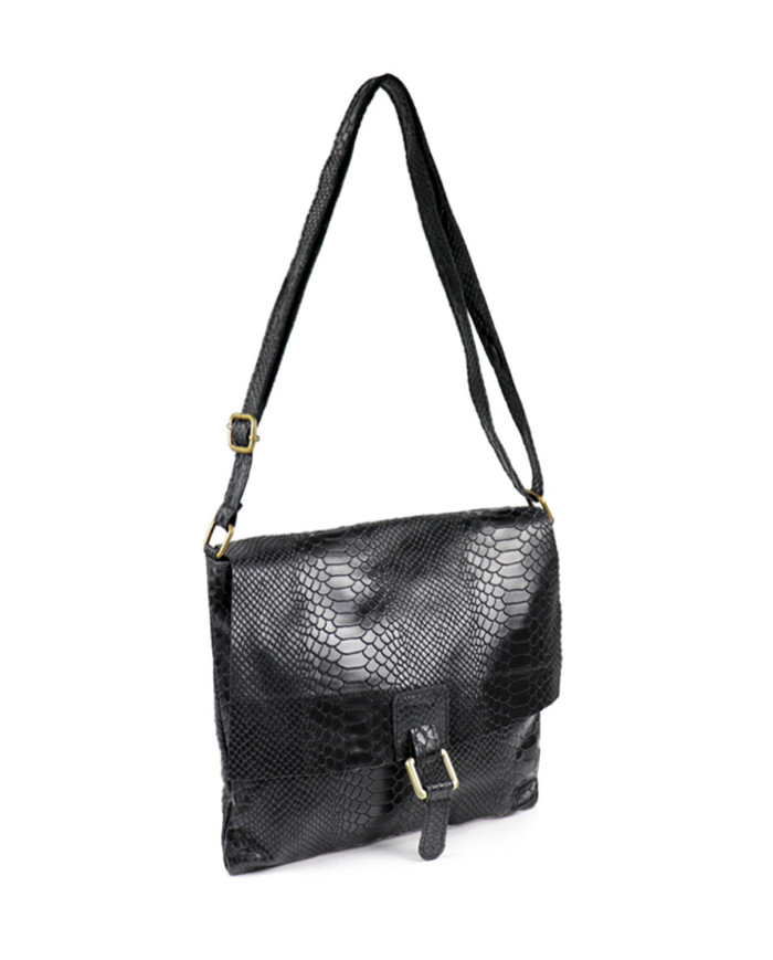 Bolsa de mujeres negras Tiracolo en la piel