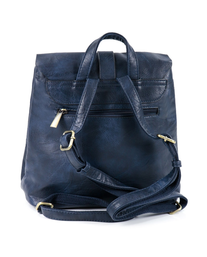 Mochila Azul de Mulher com Tachas