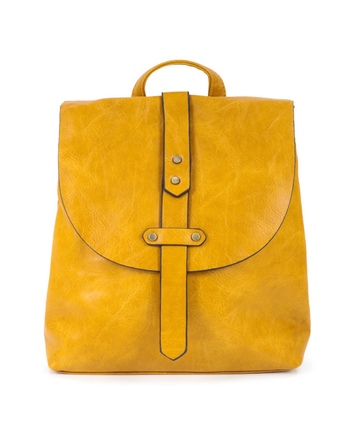 Mochila de mostaza para mujeres con Tachas