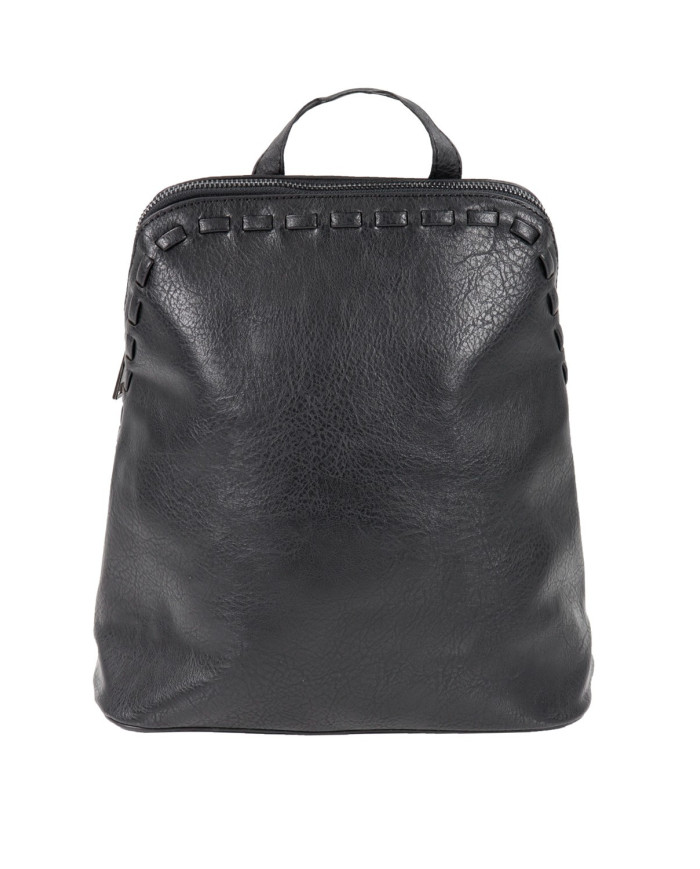 Mochila negra de mujeres con cremallera