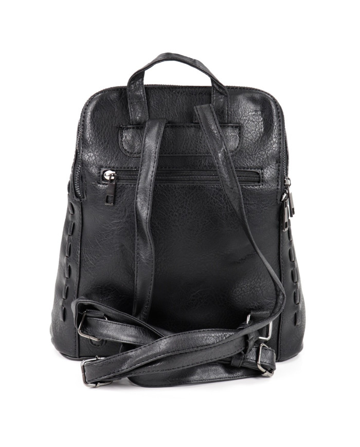 Women's Black Backpack with Zipper