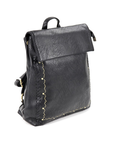 Mochila negra de mujeres con Tachas en el frente