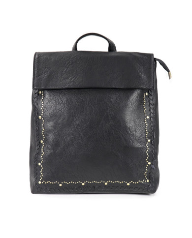 Women's Black Backpack with Tachas on the Front