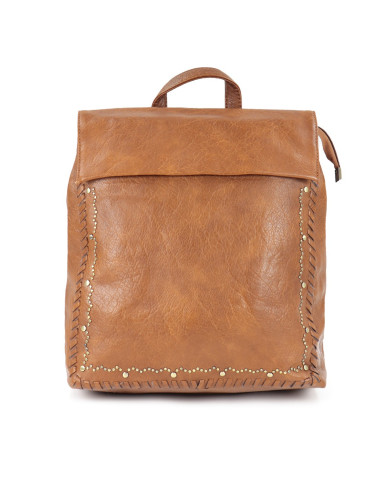 Mochila Camel Feminina com Tachas na Frente