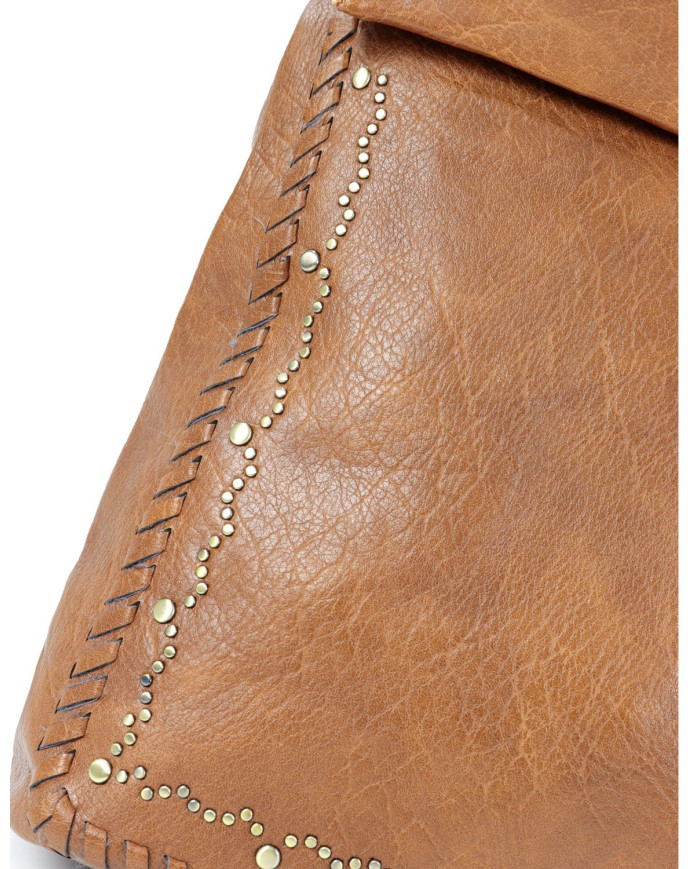 Women's Camel Backpack with Tachas on Front