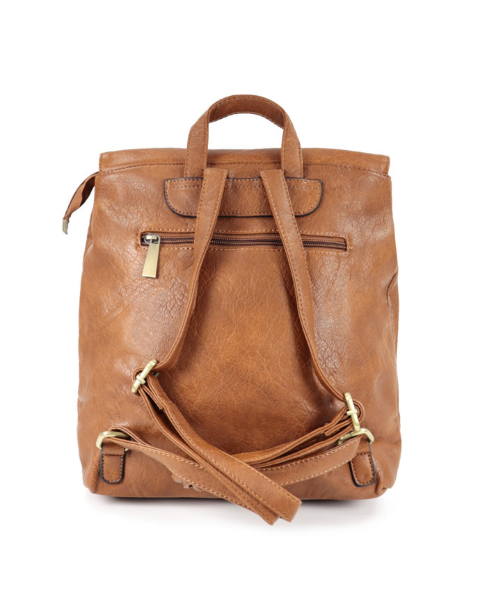 Mochila Camel Feminina com Tachas na Frente
