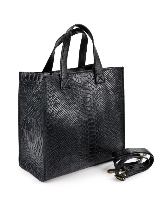 Women's Black Hand Bag in Skin