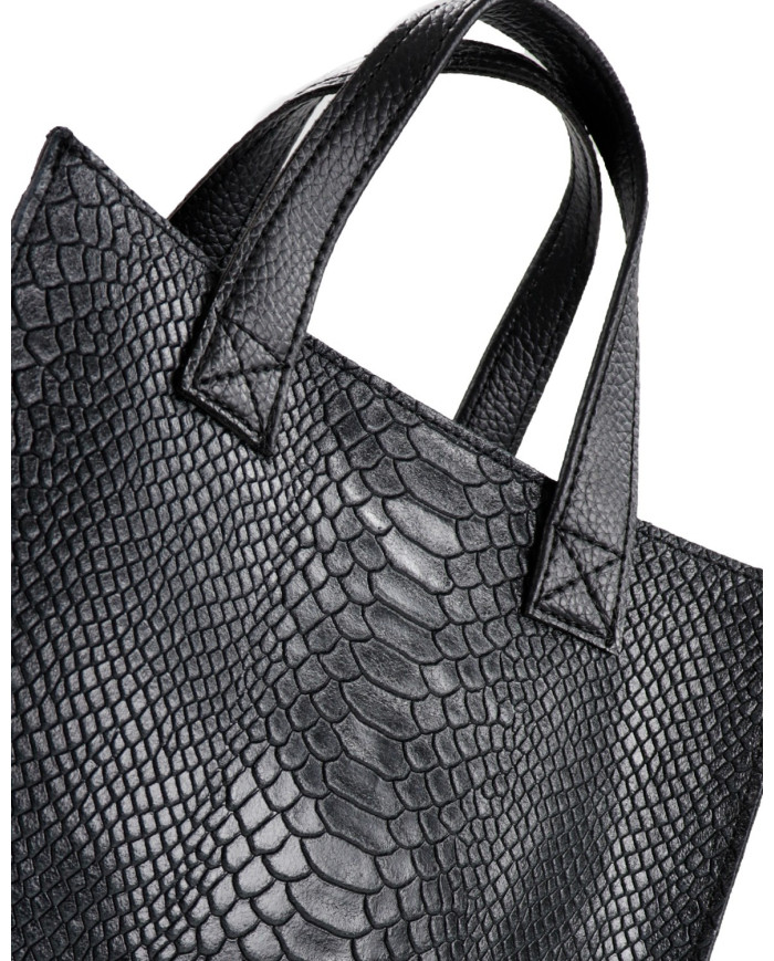 Women's Black Hand Bag in Skin