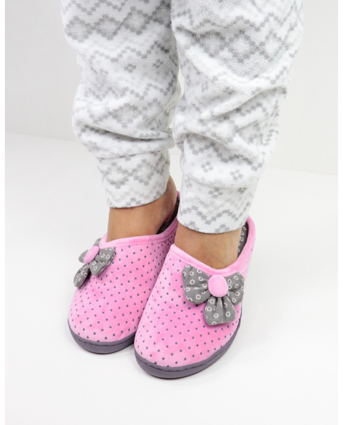 Ladies Room Slippers with Fabric Flower