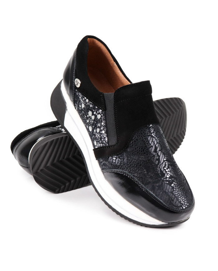 Sapatilhas Pretas de Mulher Ginova sem Atacador