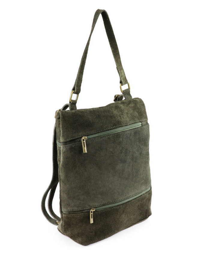 Mala Feminina Kaki em Pele