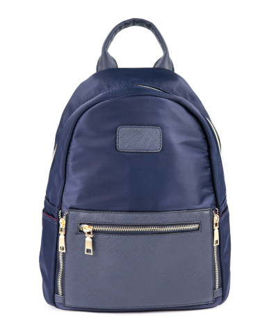 Mochila Azul de Mulher com Bolso na Frente