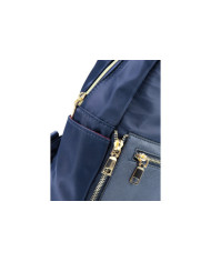 Mochila azul de las mujeres con bolsillo en frente